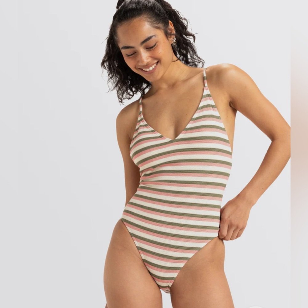 NWT Roxy Women's Saidia Striped One Piece Swimsuit, size medium